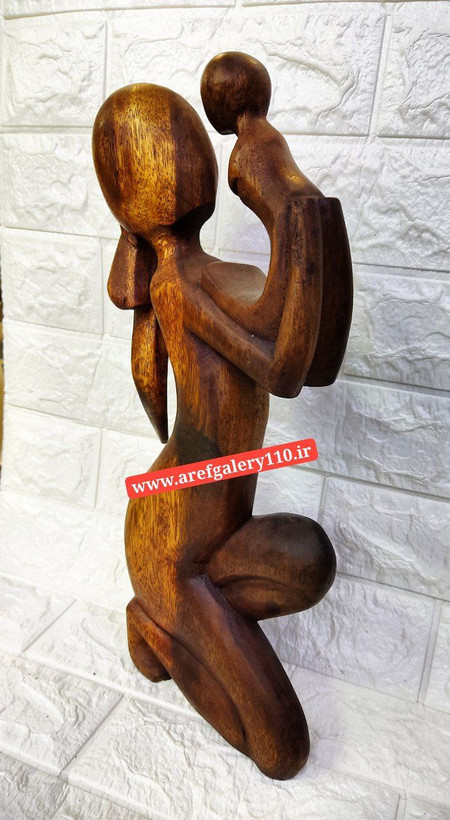 خرید و قیمت مجسمه مادر و فرزند چوب طبیعی ساخت اندونزی/ ارتفاع 40 سانتیمتر /دست‌ساز