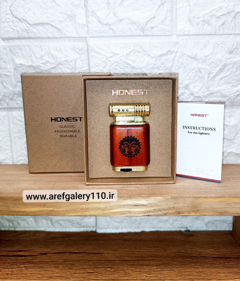 خرید و قیمت فندک سر کج بدنه چوبی سوخت گاز /برند هانست HONEST / وارداتی