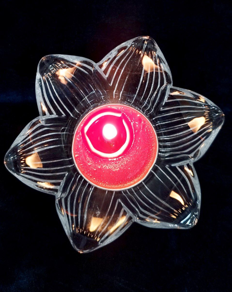 خرید جا شمع وارمری بلور طرح گل وارداتی کد  102