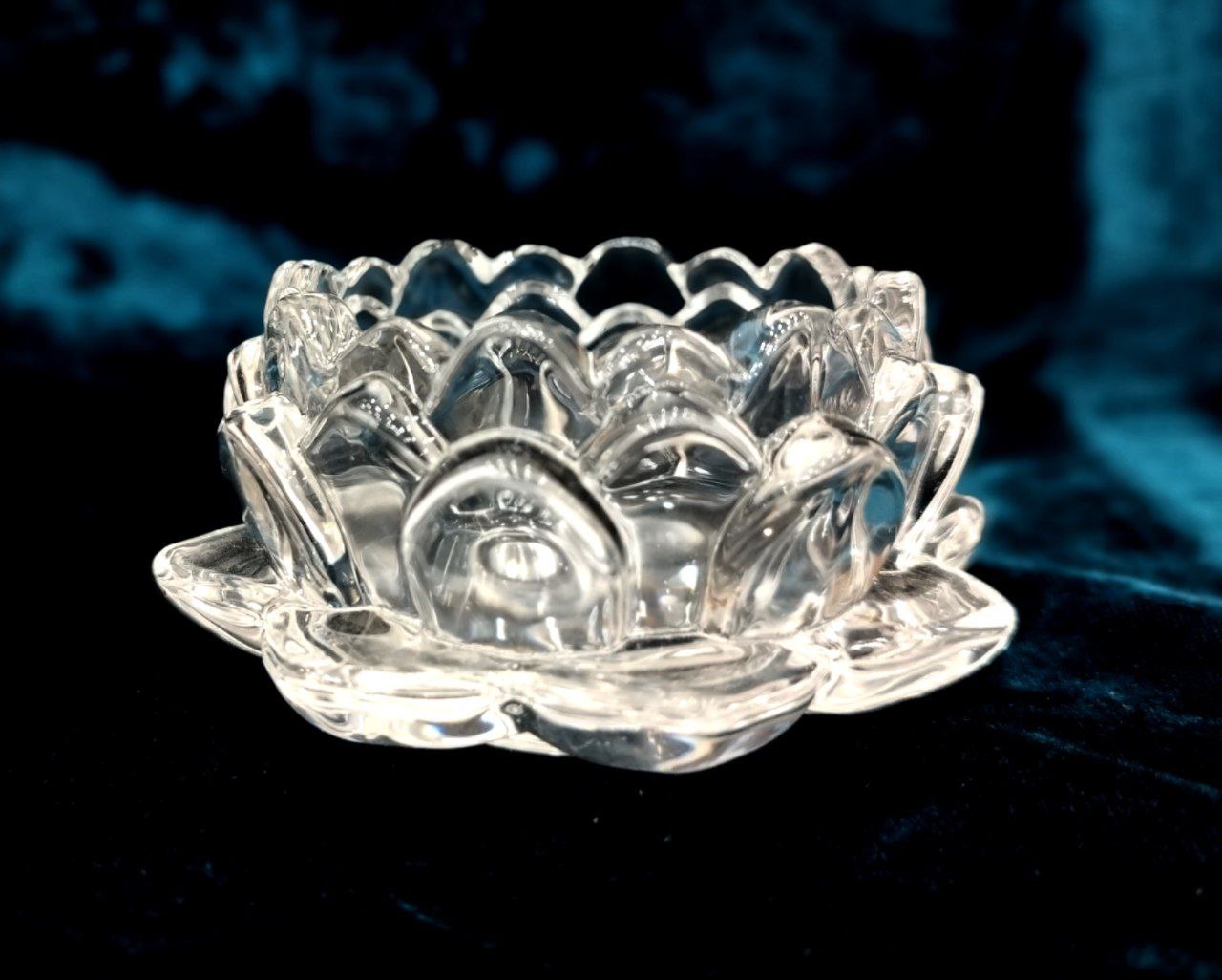 خرید جا شمع وارمری بلور طرح گل لوتوس وارداتی کد  25110