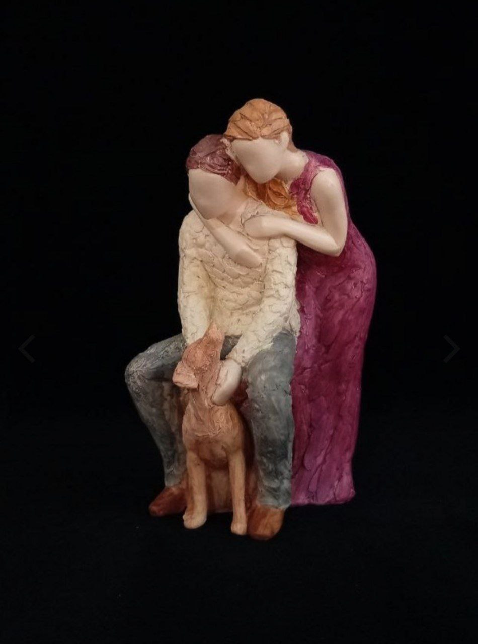 خرید و قیمت مجسمه دختر  پسر و سگ/ ارتفاع 20 سانتیمتر /کد 1210/ وارداتی